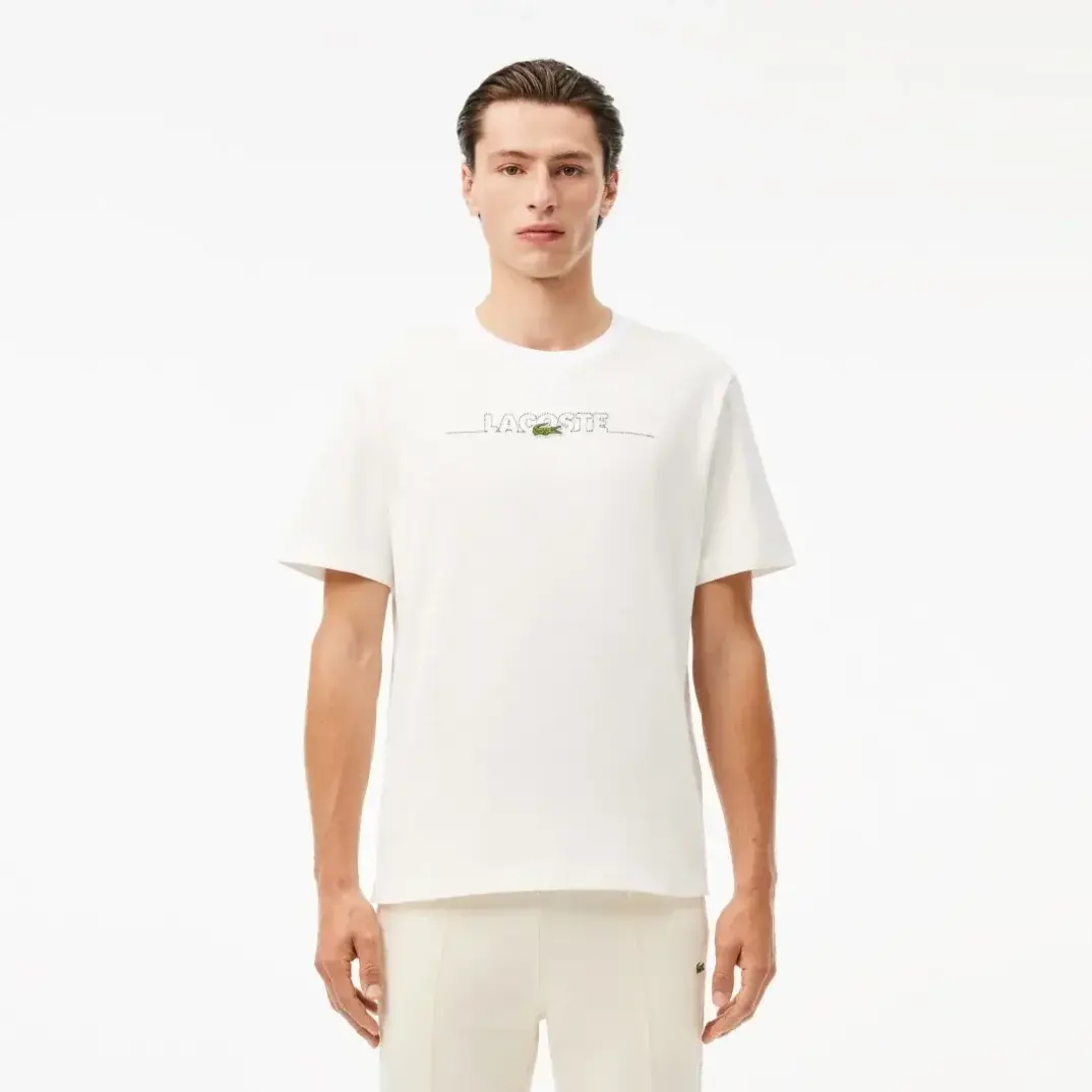 Classic Fit Bisiklet Yaka Baskılı T-Shirt Beyaz - 1