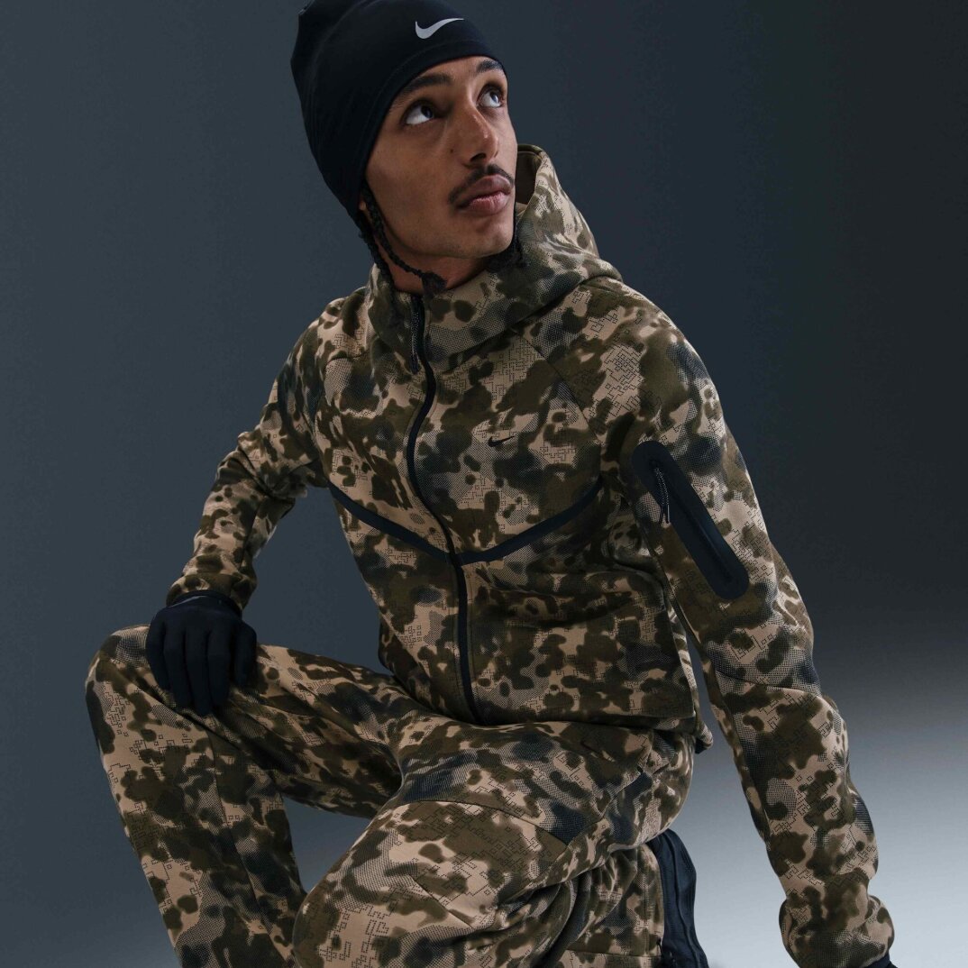 Tech Açık Paçalı Kamuflaj Desenli Fleece Eşofman Takımı Neutral Olive/Siyah - 3