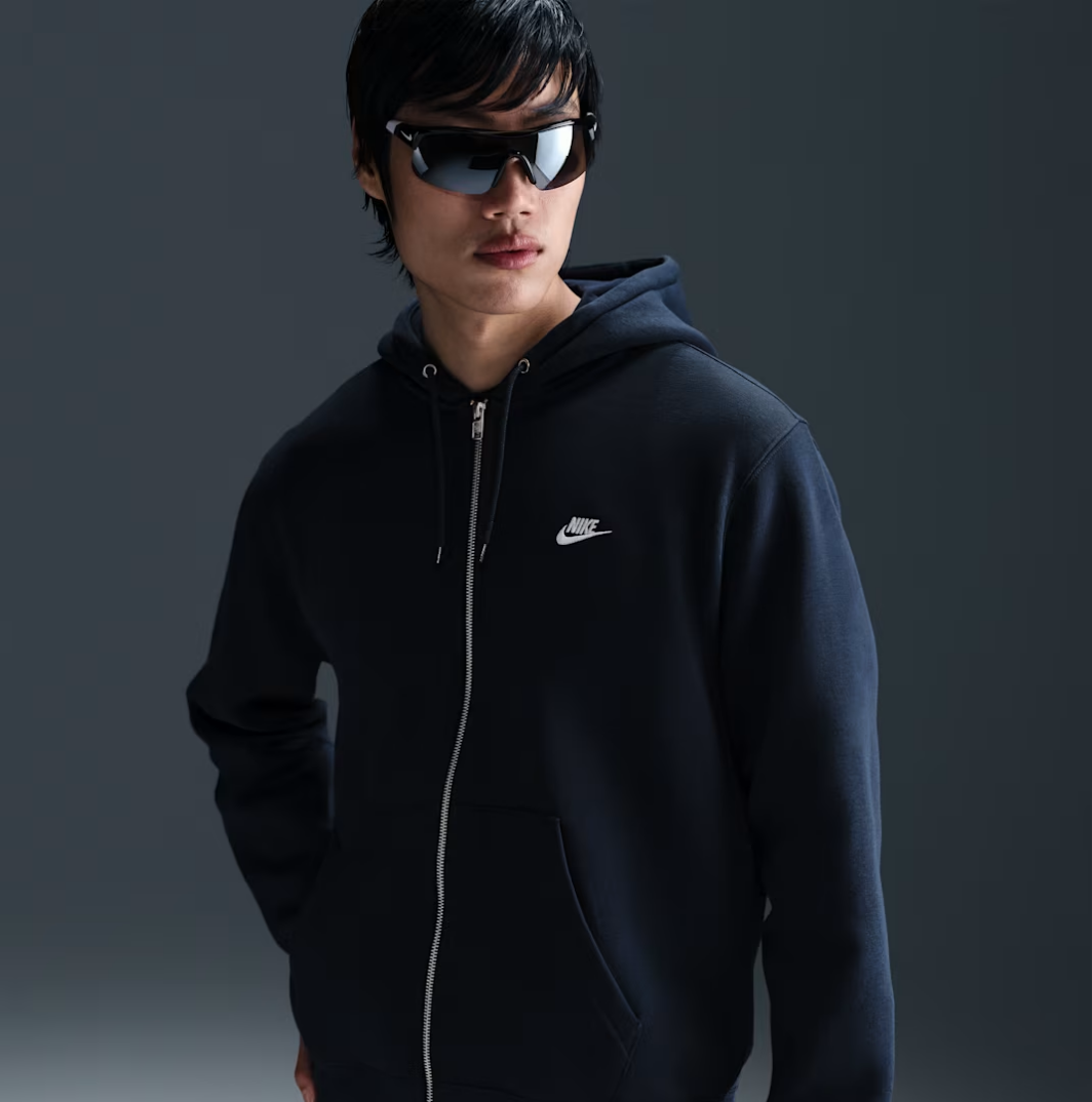 Club Fleece Full-Zip Kapüşonlu Üst Lacivert - 1