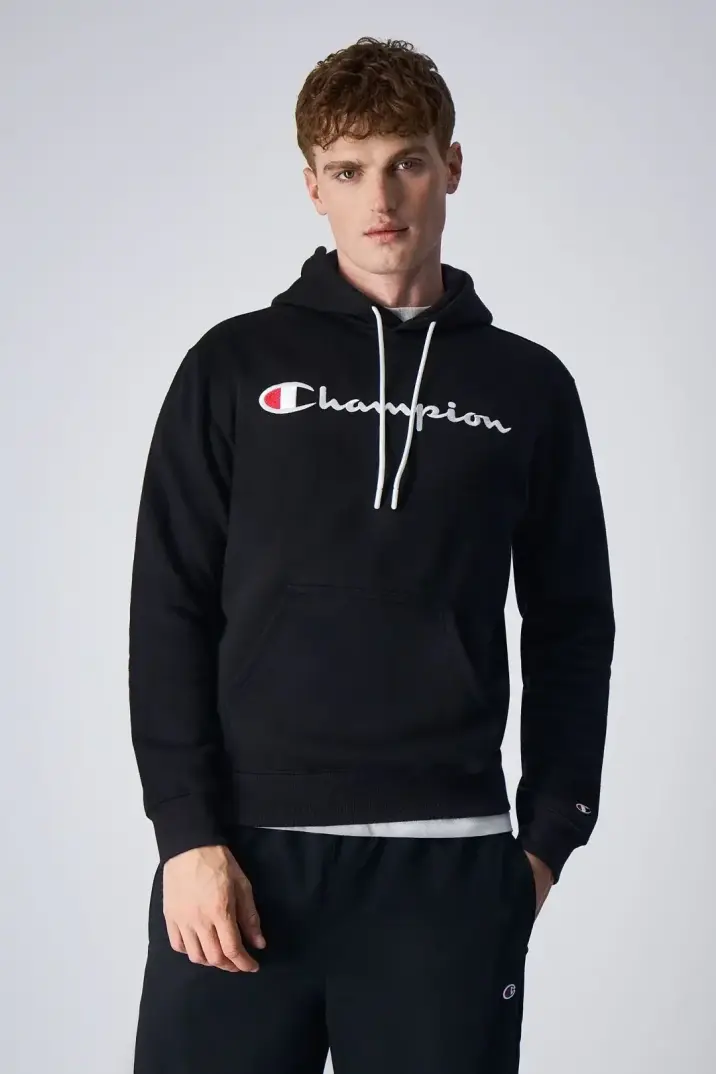 Embroidery Script Logo Fleece Hoodie Siyah - 2