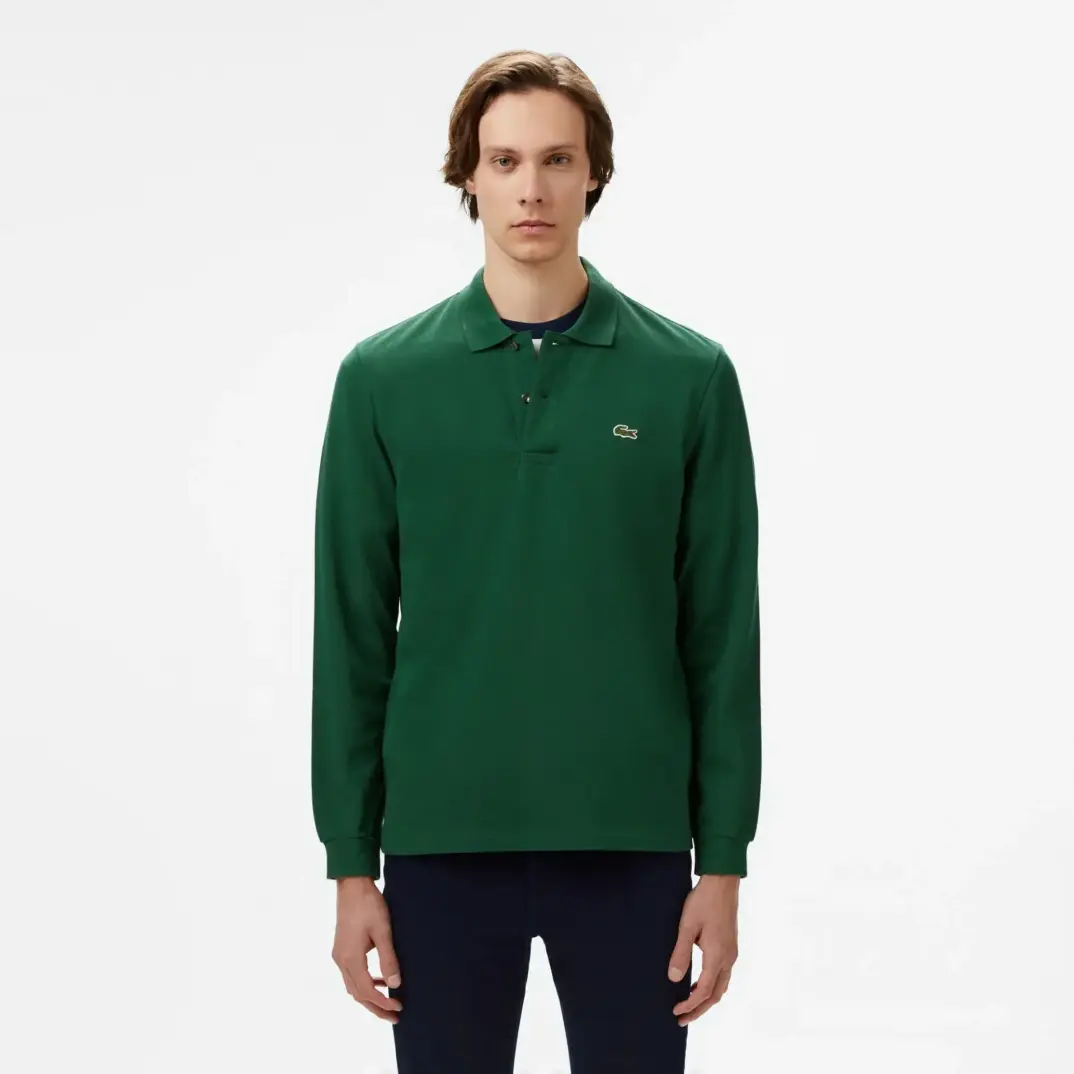 L.12.12 Classic Fit Uzun Kollu Yeşil Polo - 1