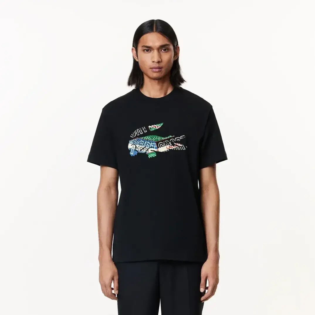 Regular Fit Bisiklet Yaka Baskılı T-Shirt Siyah - 1