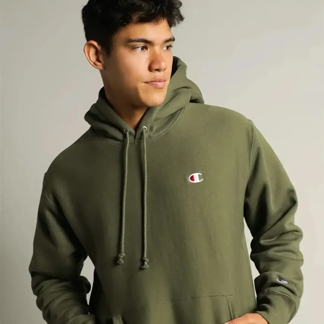 Reverse Weave Hoodie C Logo Yeşil - 2