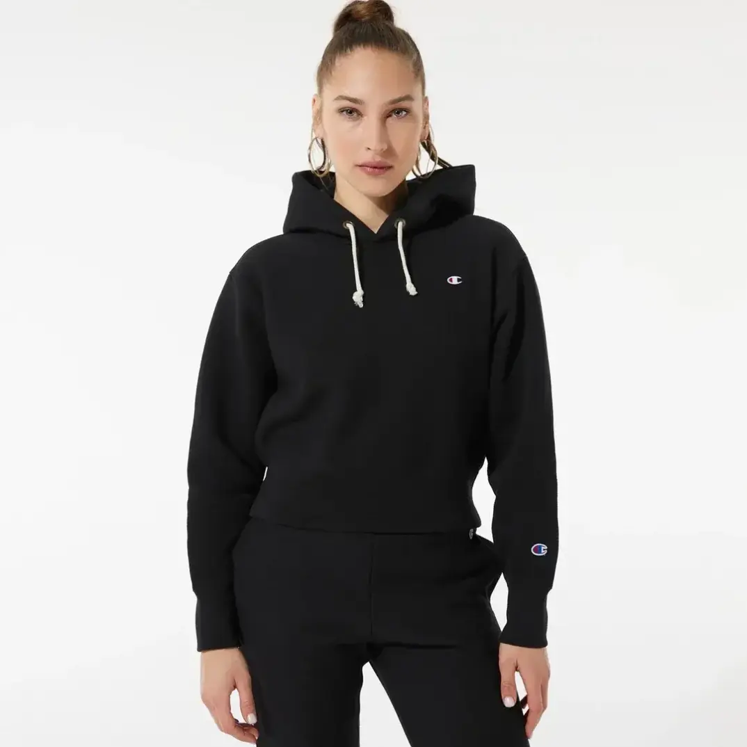 Reverse Weave Kadın Hoodie C Logo Siyah - 1