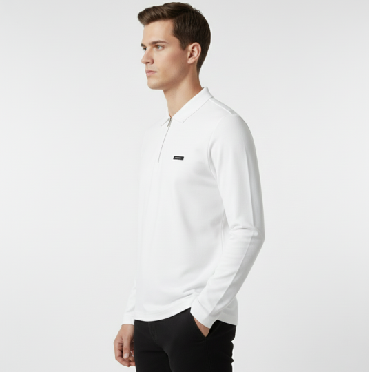 Smooth Uzun Kollu Polo Yaka Beyaz - 3