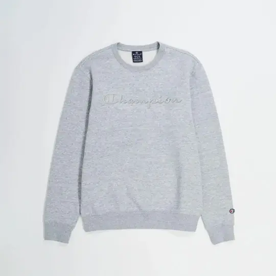 Tonal Embroidery Fleece Sweatshirt Gri