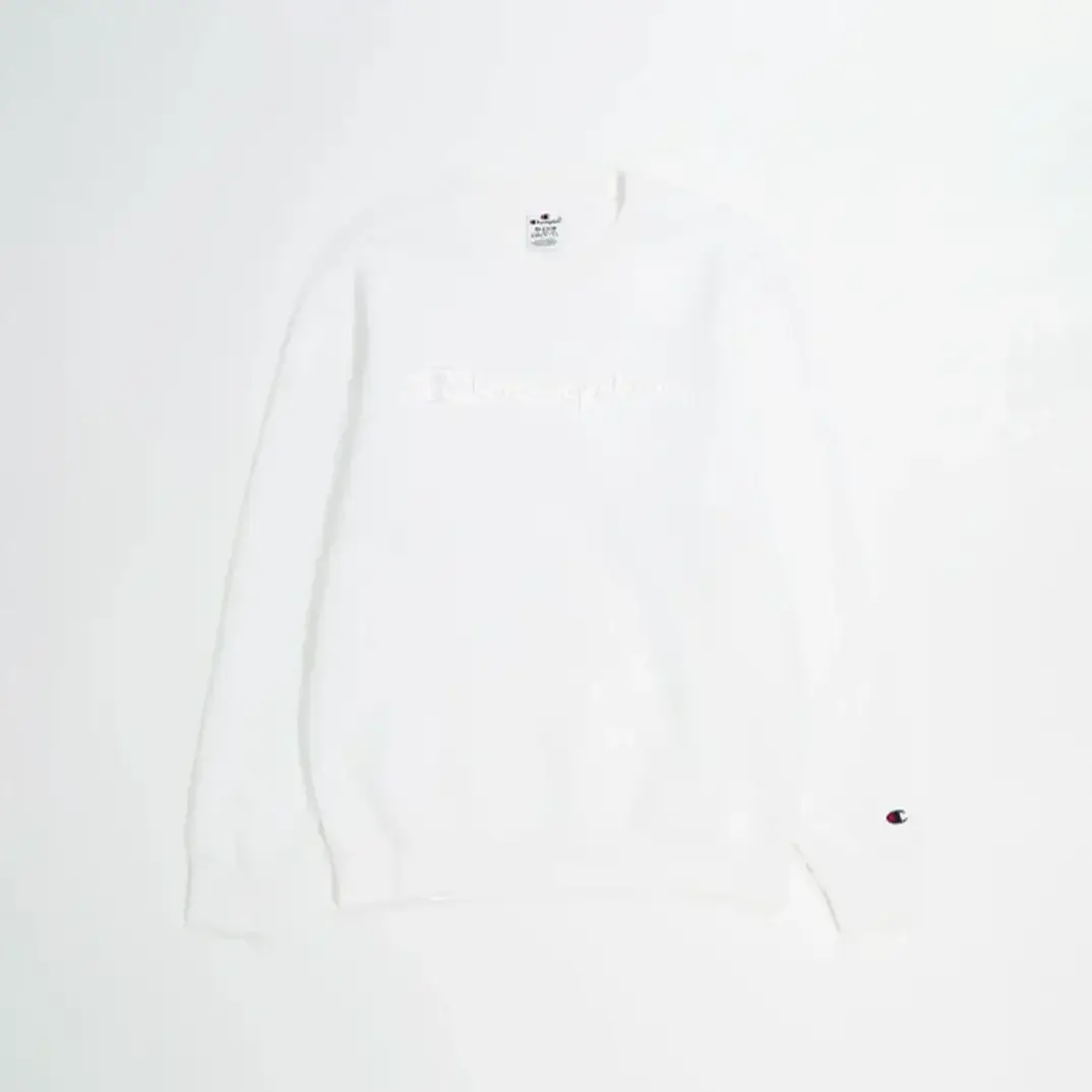 Tonal Embroidery Fleece Sweatshirt Off White - 1