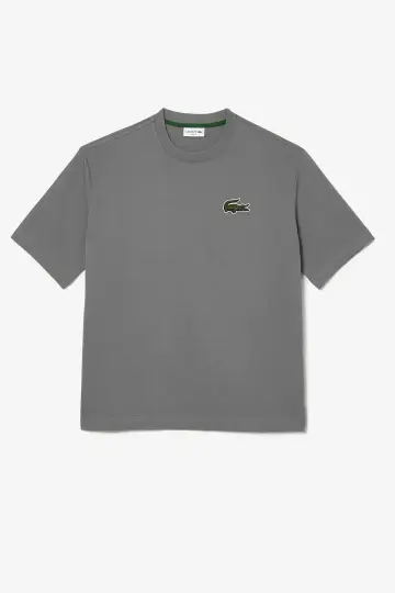 Unisex Loose Fit Large Croc Organic Heavy Tişört Gri - 2