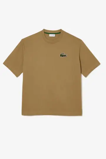 Unisex Loose Fit Large Croc Organic Heavy Tişört Kahverengi - 2